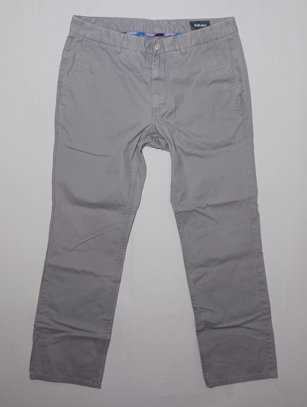 Bonobos Mens Slim Straight Twill Original Chino Pants 35X30 Grey Dogs Flat Front